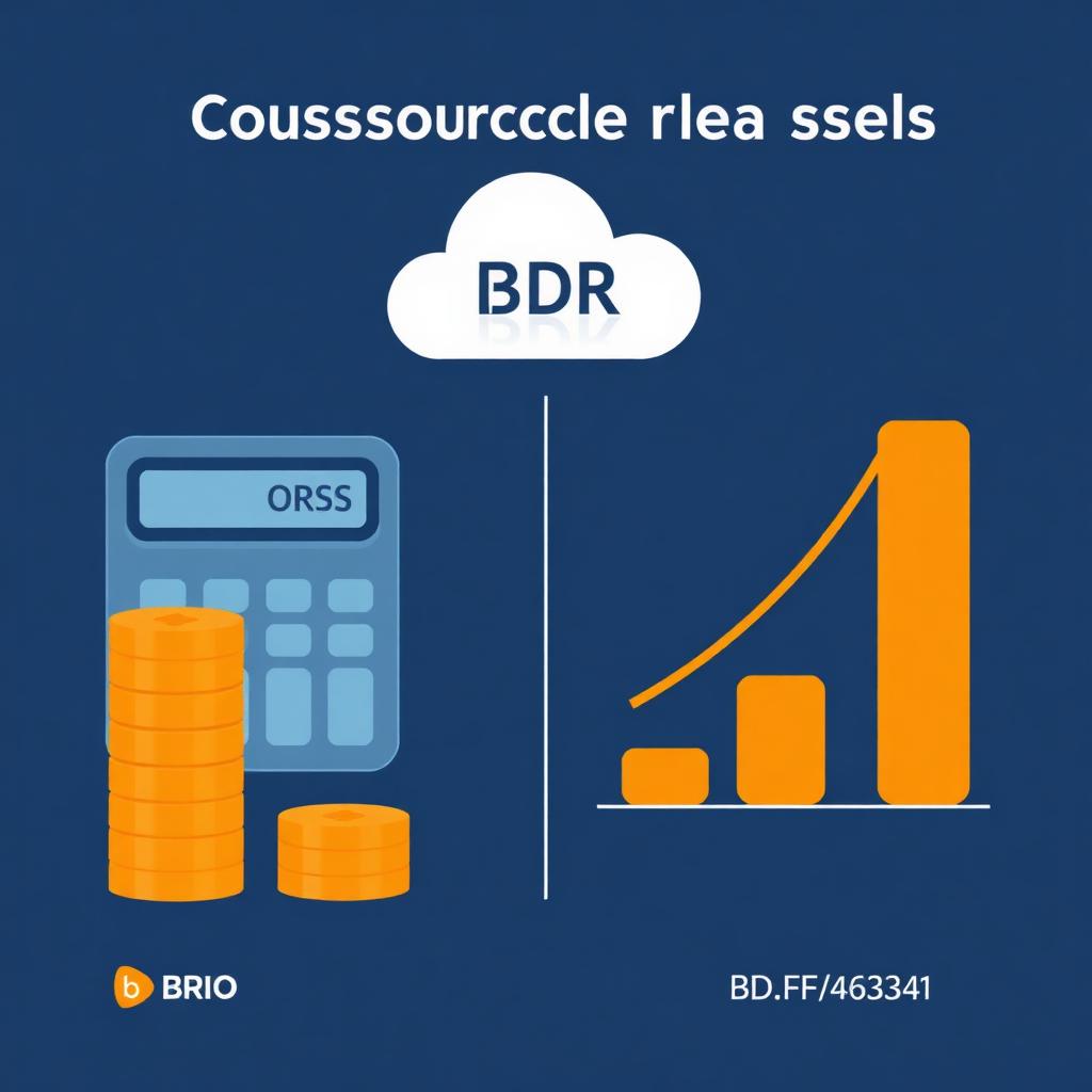 Comparativo de custos entre BDR interno e terceirização de pré-vendas B2B com calculadora e gráfico de crescimento