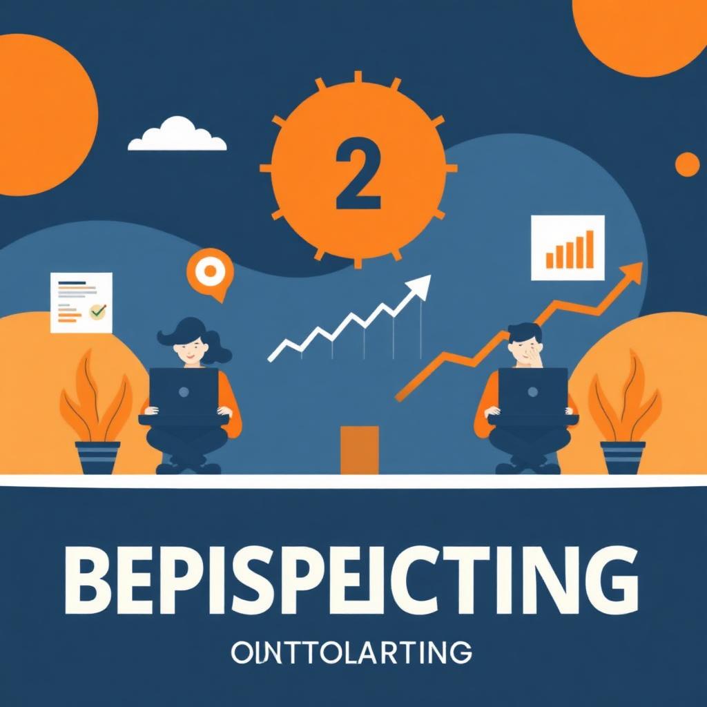 Ilustração de equipe de BDRs em operação de terceirização de prospecção B2B com gráficos de crescimento